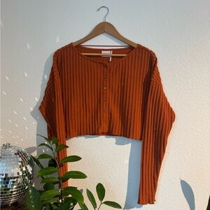 Urban Outfitters Rust Button-Up Crop Top